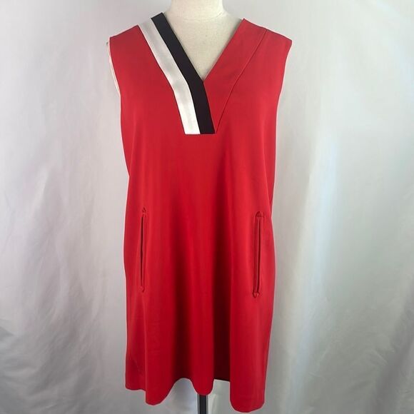 Rag and Bone Red With Black And Cream Striped Beck Mini Dress - Picture 2 of 6